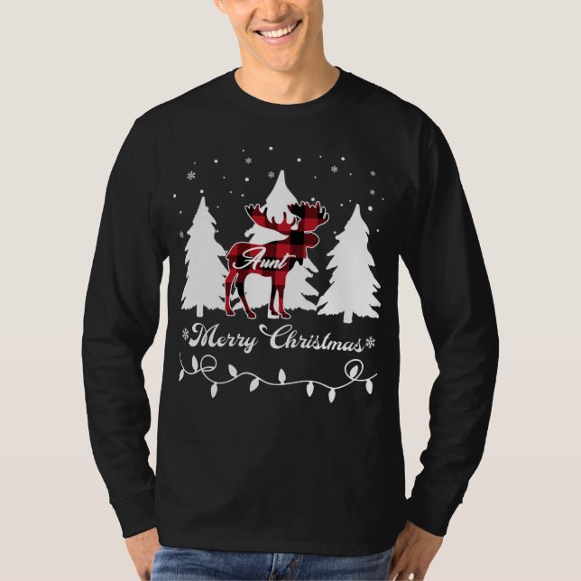 Camiseta Aunt Moose Buffalo Red Plaid Christmas Matching Fa (Anverso)