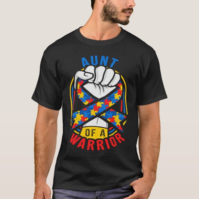 Camiseta Aunt of a Warrior Autism Awareness Matching (Anverso)