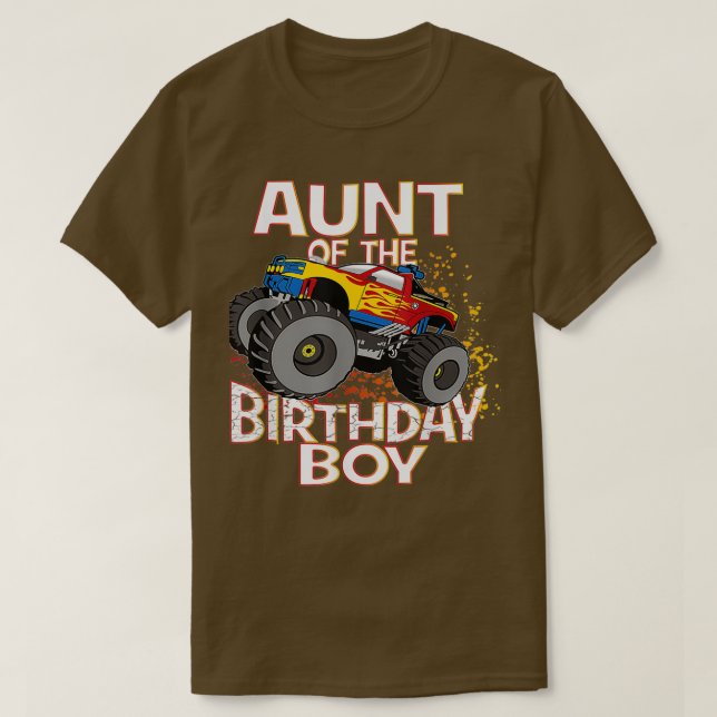 Camiseta Aunt Of The Birthday Boy Monster Truck Boys Party  (Diseño del anverso)