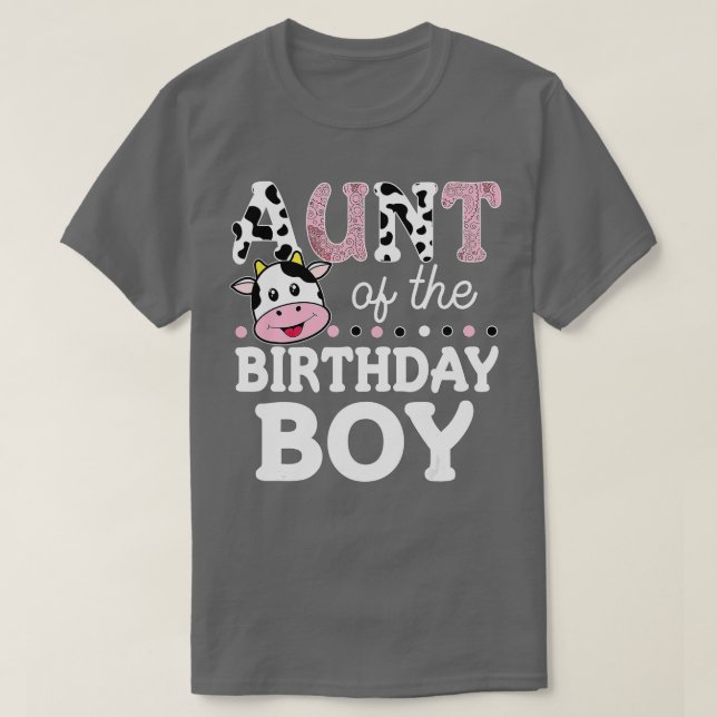 Camiseta Aunt of The Birthday Boy Shirt Farm Cow Mommy Mama (Diseño del anverso)