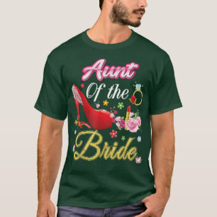 Camiseta Aunt Of The Bride Happy Wedding Flower Pink Shoe M