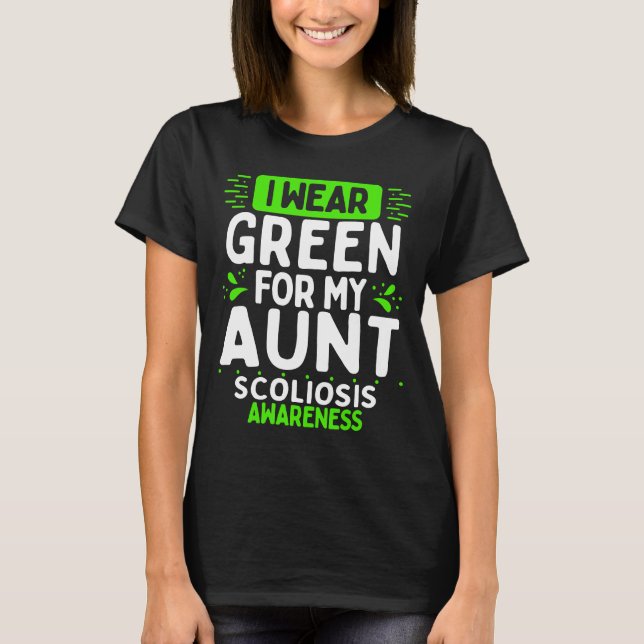 Camiseta Aunt Scoliosis Awareness Warrior Green Ribbon (Anverso)