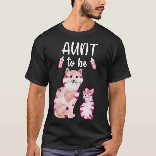 Camiseta Aunt To Be Cat Baby Shower For Girl (Anverso)