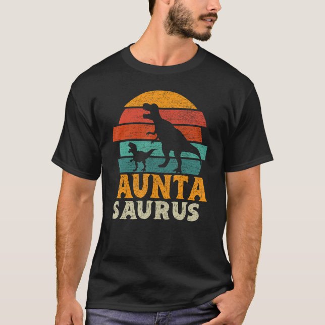 Camiseta Auntasaurus T rex Dinosaur Auntie Saurus Family Ma (Anverso)