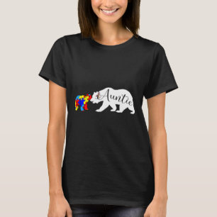 Camiseta Auntie Bear Autism Awareness Aunt Women