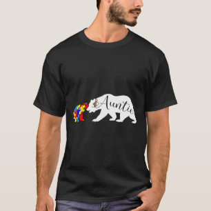 Camiseta Auntie Bear Autism Awareness Aunt Women