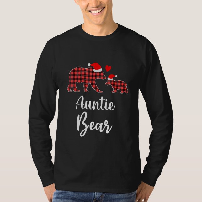 Camiseta Auntie Bear Buffalo Red Plaid Navidades Pajama Fam (Anverso)