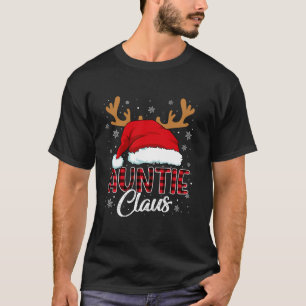 Camiseta Auntie Claus Santa Hat Reindeer Red Plaid Mateo