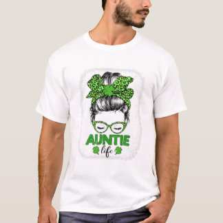 Camiseta Auntie Clover Messy Bun Leopard