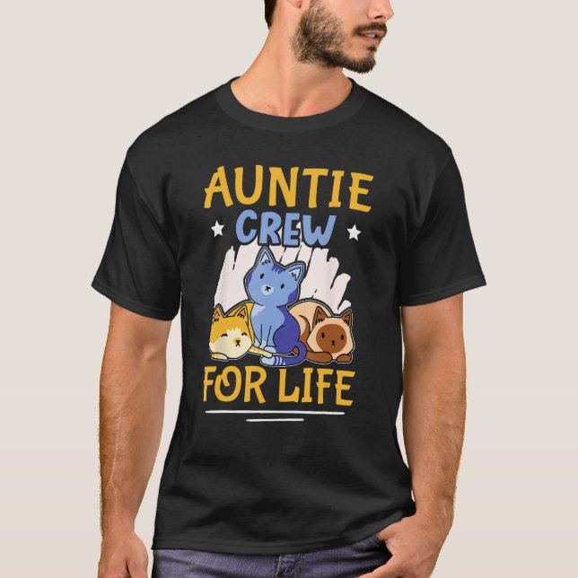 Camiseta Auntie Crew For Life With Cats For Girls (Anverso)
