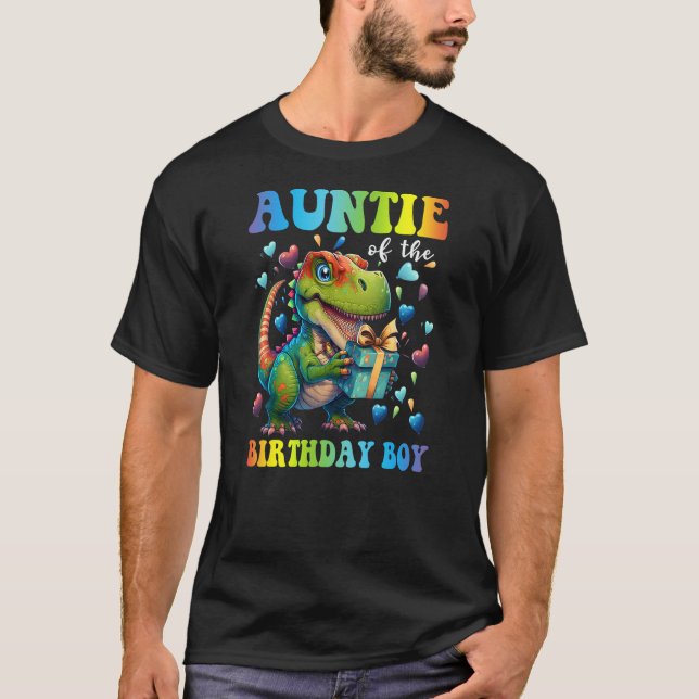 Camiseta Auntie Dinosaur Shirt Funny Cute Birthday Boy Fami (Anverso)