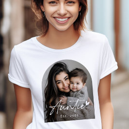 Camiseta Auntie Est año escritura manuscrita corazón