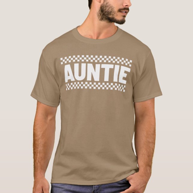 Camiseta Auntie Hosting Race Pit Crew Checkered Cumpleaños  (Anverso)
