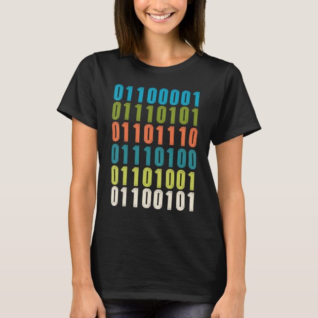 Camiseta Auntie In Binary Code  Aunt Coder Programmers Tech (Anverso)