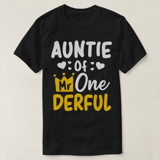 Camiseta Auntie of Mr Onederful 1st Party Matching Family  (Diseño del anverso)