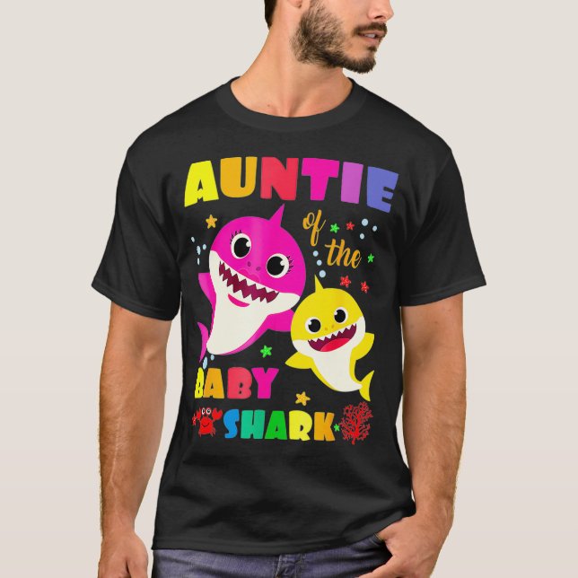 Camiseta Auntie Of The Baby Shark Birthday Auntie Shark  (Anverso)
