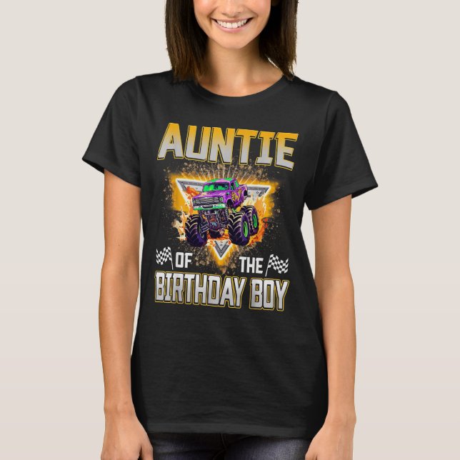 Camiseta Auntie Of The Birthday Boy Monster Truck Birthday  (Anverso)