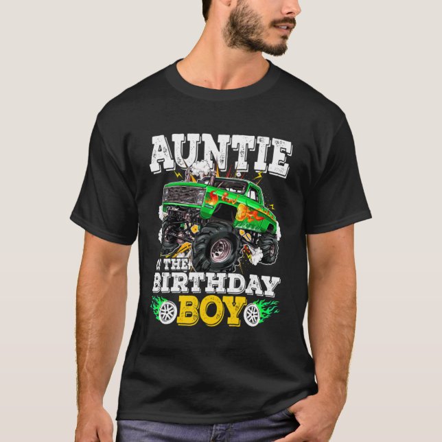 Camiseta Auntie Of The Birthday Boy Monster Truck Birthday  (Anverso)