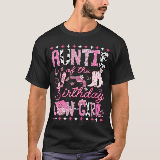 Camiseta Auntie Of The Birthday Cowgirl Nk Rodeo Western Di (Anverso)