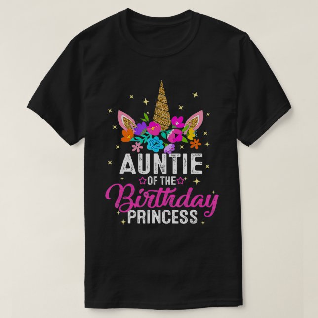 Camiseta Auntie Of The Birthday Princess Funny Unicorn Birt (Diseño del anverso)