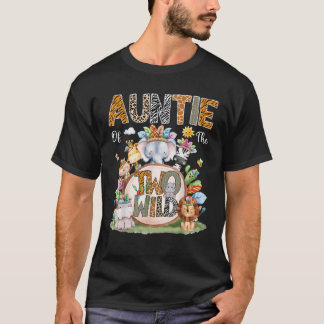 Camiseta Auntie Of The Two Wild 2Nd Birthday Animal Safari