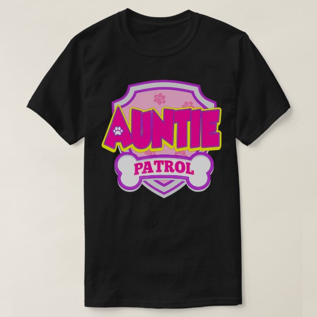 Camiseta Auntie Patrol Dog Funny Gift Fiesta de cumpleaños (Diseño del anverso)