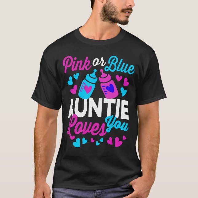 Camiseta AUNTIE rosa o azul te ama | Responsable del género (Anverso)