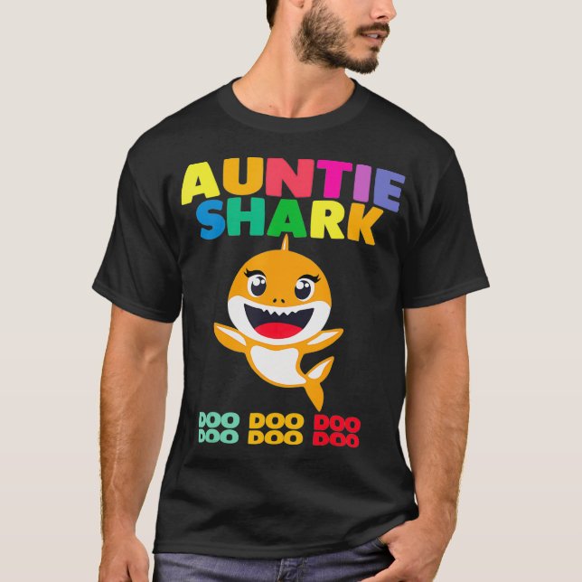 Camiseta Auntie Shark Gift Cute Baby Shark Design Family Se (Anverso)