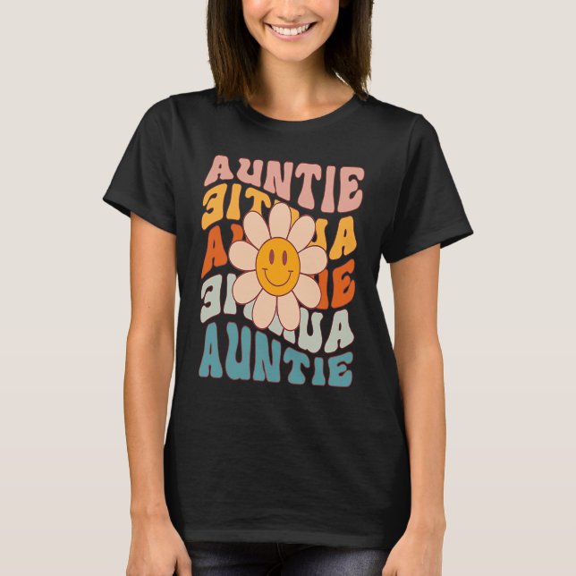 Camiseta Auntie Smiling Flower Cute Aunt Niece Nephew Idea (Anverso)
