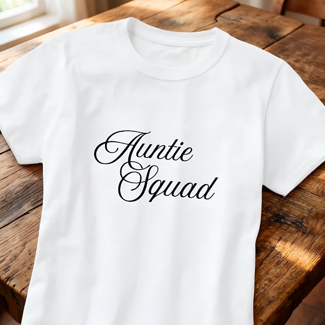 Camiseta Auntie Squad Simple Classic Script Typography (Subido por el creador)
