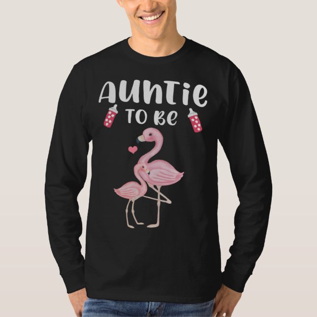 Camiseta Auntie To Be Flamingo Baby Shower For Girl (Anverso)
