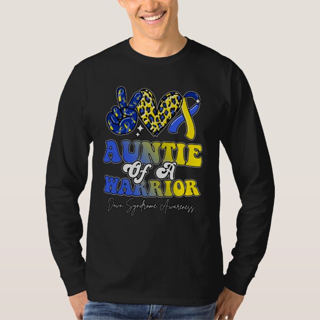 Camiseta Auntie Warrior Down Syndrome Awareness Family (Anverso)