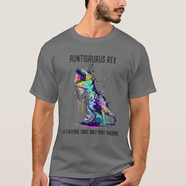 Camiseta Auntisaurus Rex Como una tía normal sólo más aweso (Anverso)