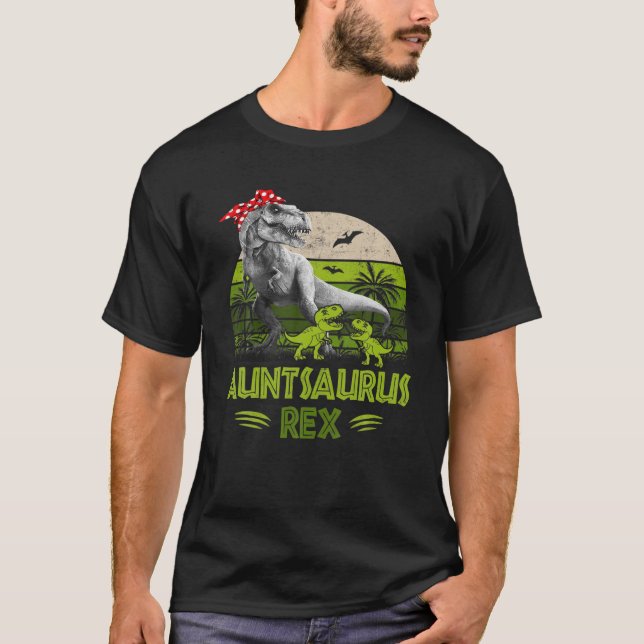 Camiseta Auntsaurus Rex T Rex Dinosaur conmemoró el día de  (Anverso)