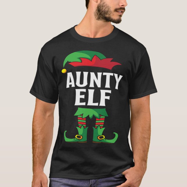 Camiseta Aunty Elf Costume Christmas Holiday Matching Famil (Anverso)