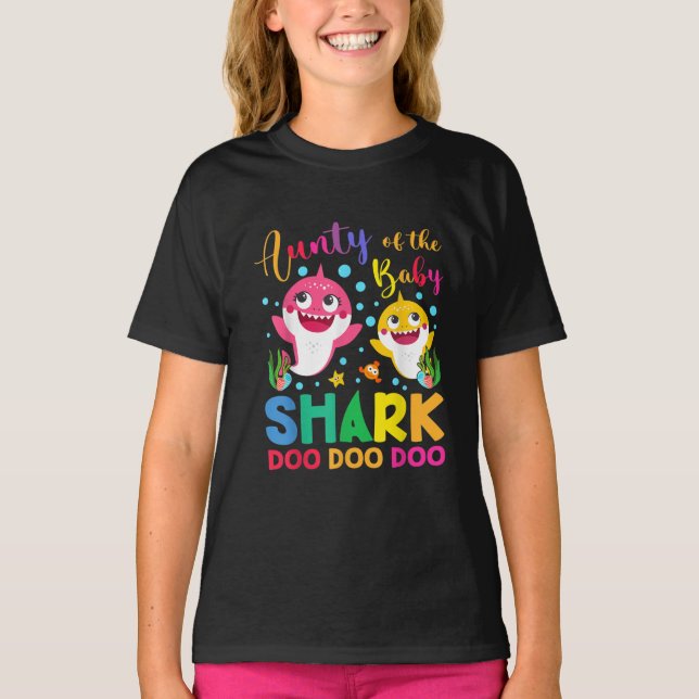 Camiseta Aunty Of The Baby Shark Birthday Aunty Shark  (Anverso)