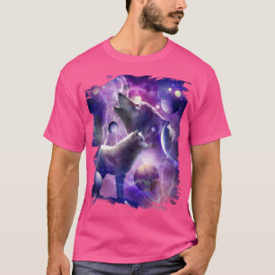 Camiseta Auriculación Cósmica De Lobos En La Luna En El Esp
