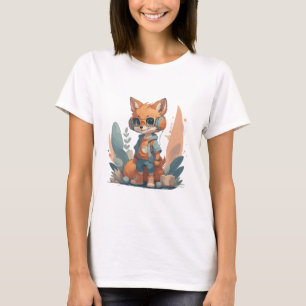 Camiseta Auricular divertido de baby fox