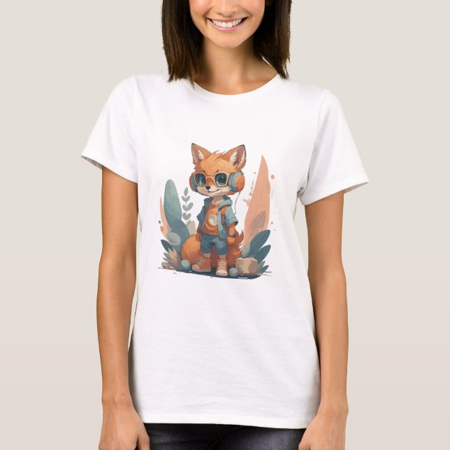 Camiseta Auricular divertido de baby fox (Anverso)
