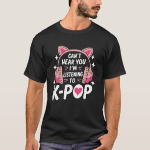 Camiseta Auriculares Amante de KPOP Gato Fan de Música Pop
