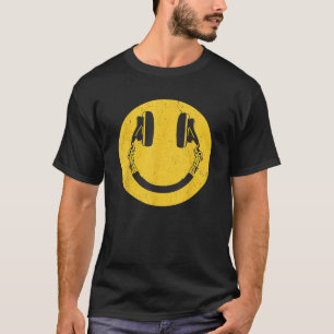 Camiseta Auriculares Cara Música Retro Smile 90s Hombres Mu
