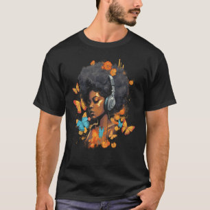 Camiseta Auriculares Chica negro afroamericana Butte