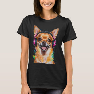 Camiseta Auriculares Chihuahua Perro Gracioso Arte Animal I