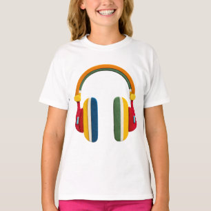 Camiseta Auriculares Coloridos – Diseño Divertido de Música