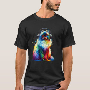 Camiseta Auriculares con Arte de Salpicaduras Coloridas Gat