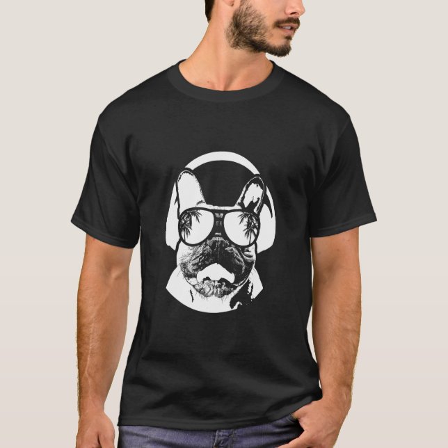 Camiseta Auriculares con gafas de sol de perro fiesta perro (Anverso)