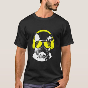 Camiseta Auriculares con gafas de sol fiesta perro de la mú