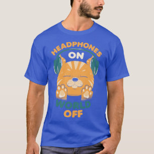 Camiseta Auriculares con gato musical en el mundo libre por