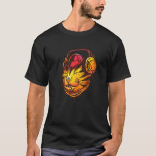 Camiseta Auriculares con micrófono Cat Cute Music Animal Dj