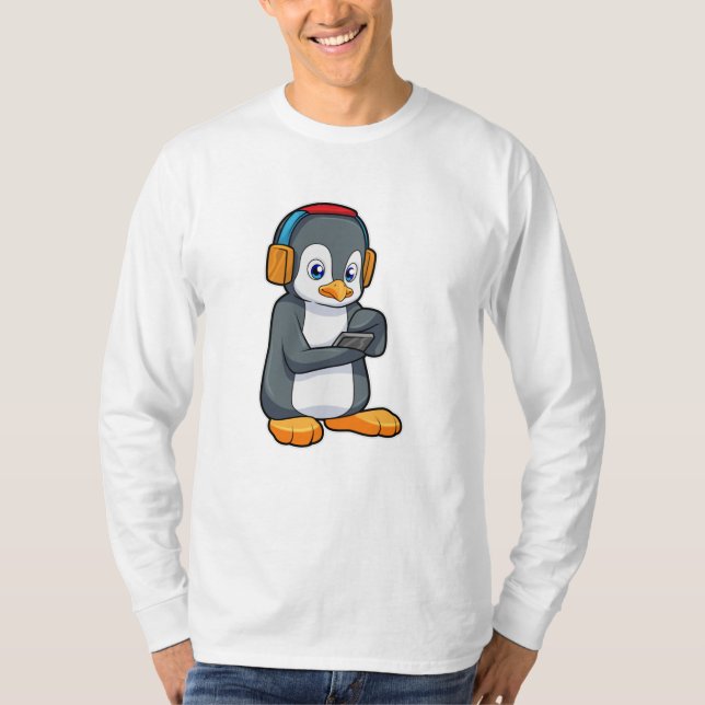 Camiseta Auriculares con música pingüino (Anverso)